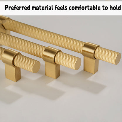 Solid Brass Knurled Cabinet Pulls in Gold Finish