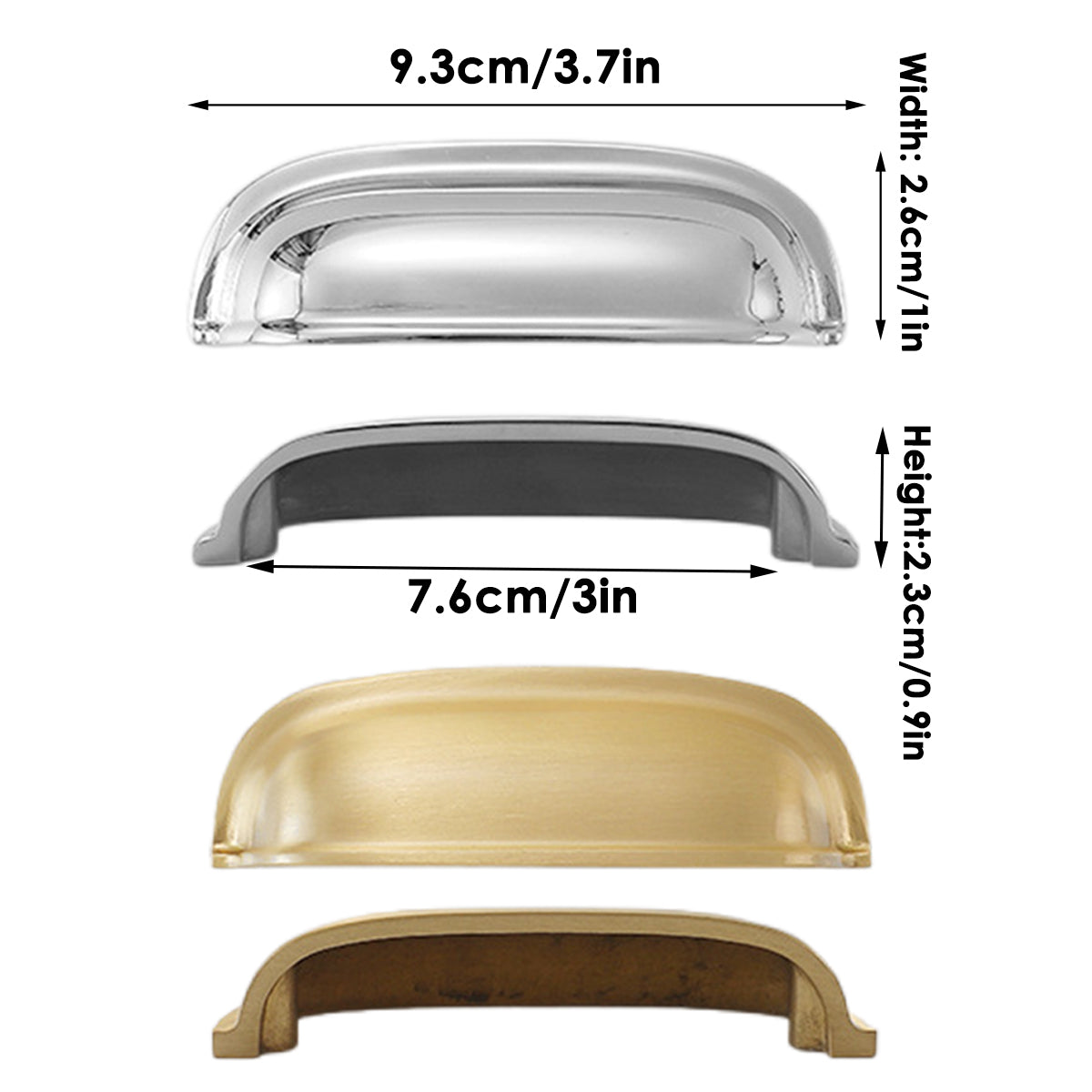 Brushed Brass Cupboard & Cabinet Door Pull Handle 93mm
