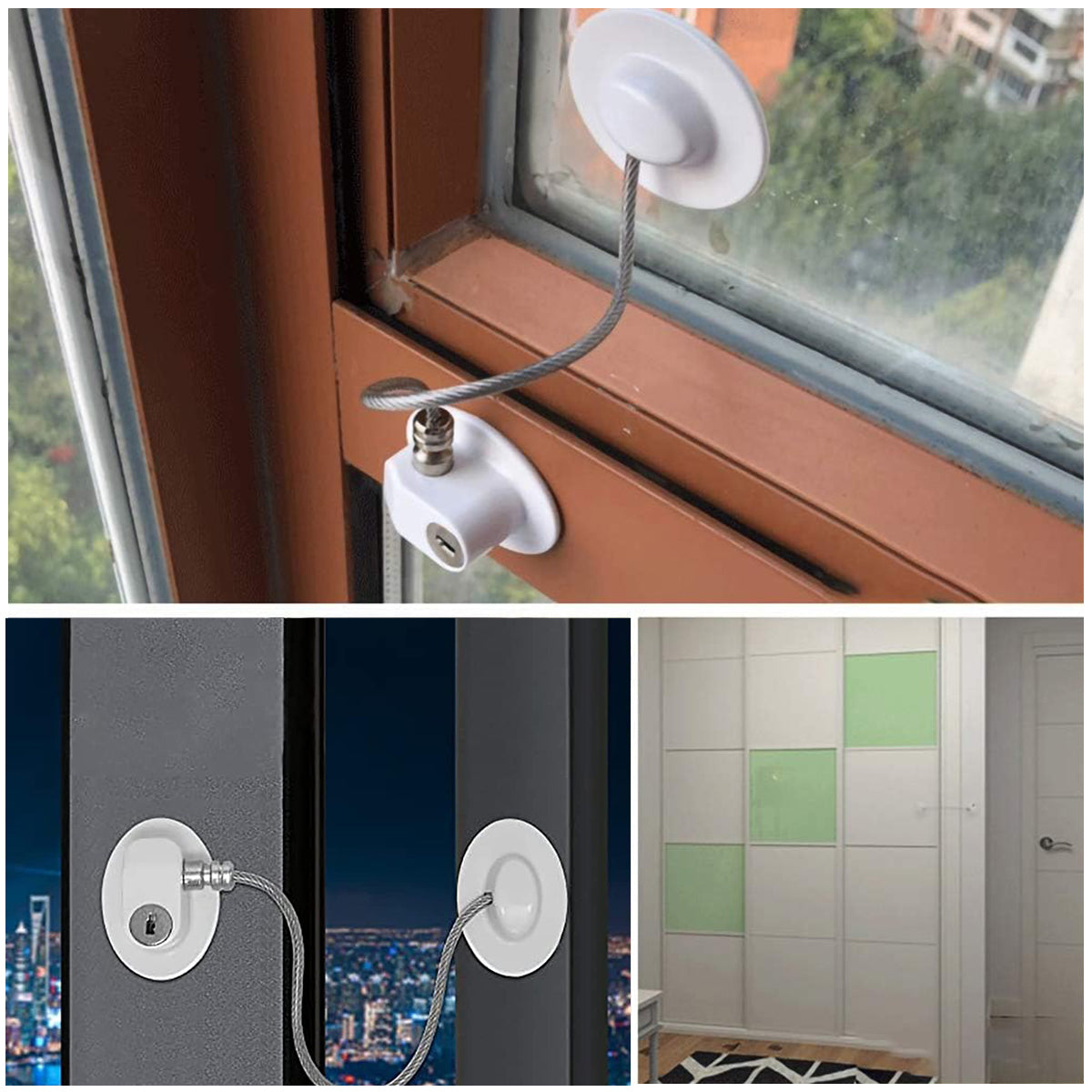 Black/White Self-Adhesive 304 Stainless Steel ABS Child Safety Lock