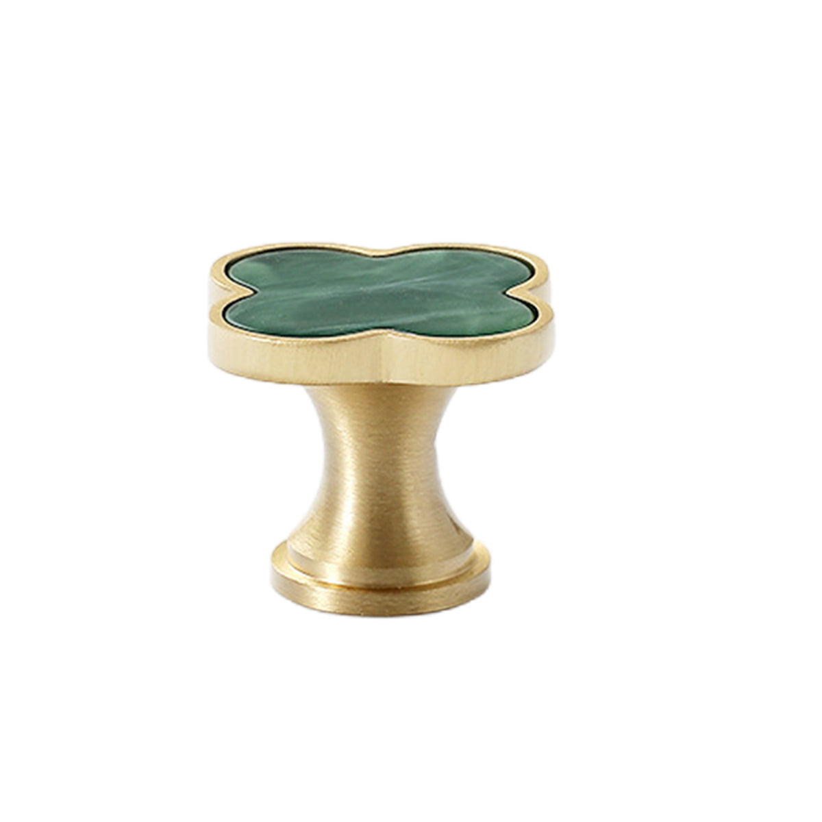 Green Four-Leaf Clover Cabinet Knob Single-Hole Design