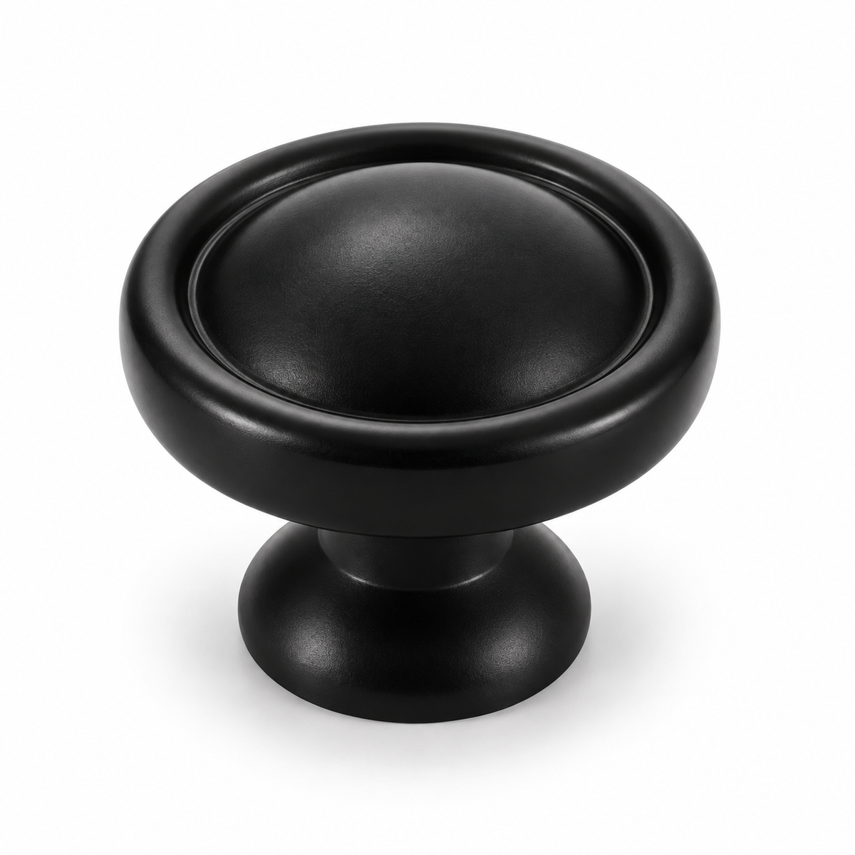 Matte Black Brass Cupboard Cabinet Round Knob 1-Hole Mount