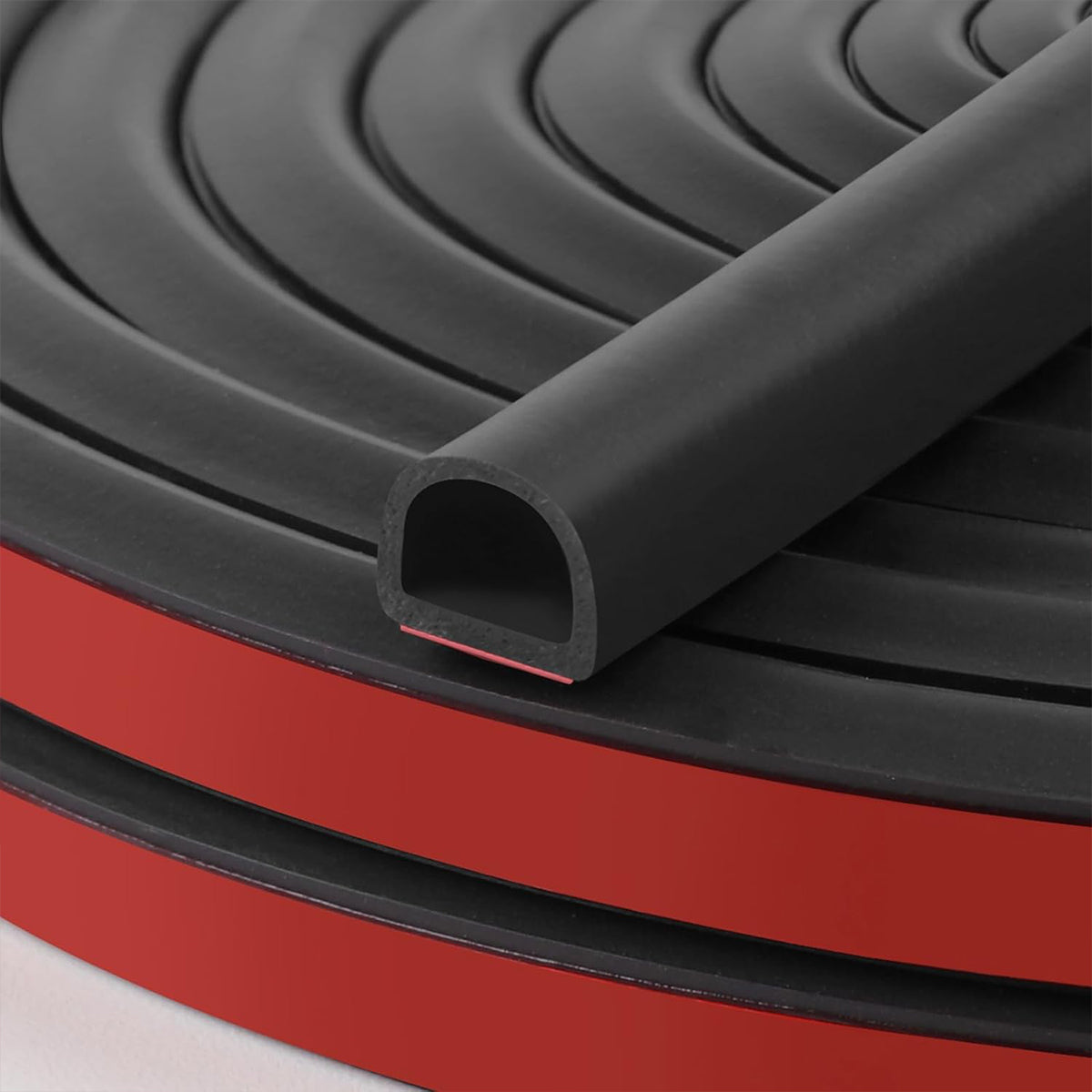 Black Self-Adhesive Silicone Door Window Sealing Strip 6m