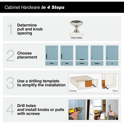 2 Styles Bright Silver Copper Cabinet Knob with Single Hole