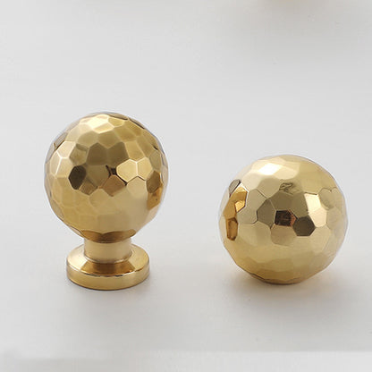 Solid Brass Hammered Cabinet Knob with Polished Finish