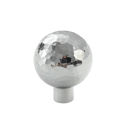 Hammered Silver Cabinet Knob Single-Hole