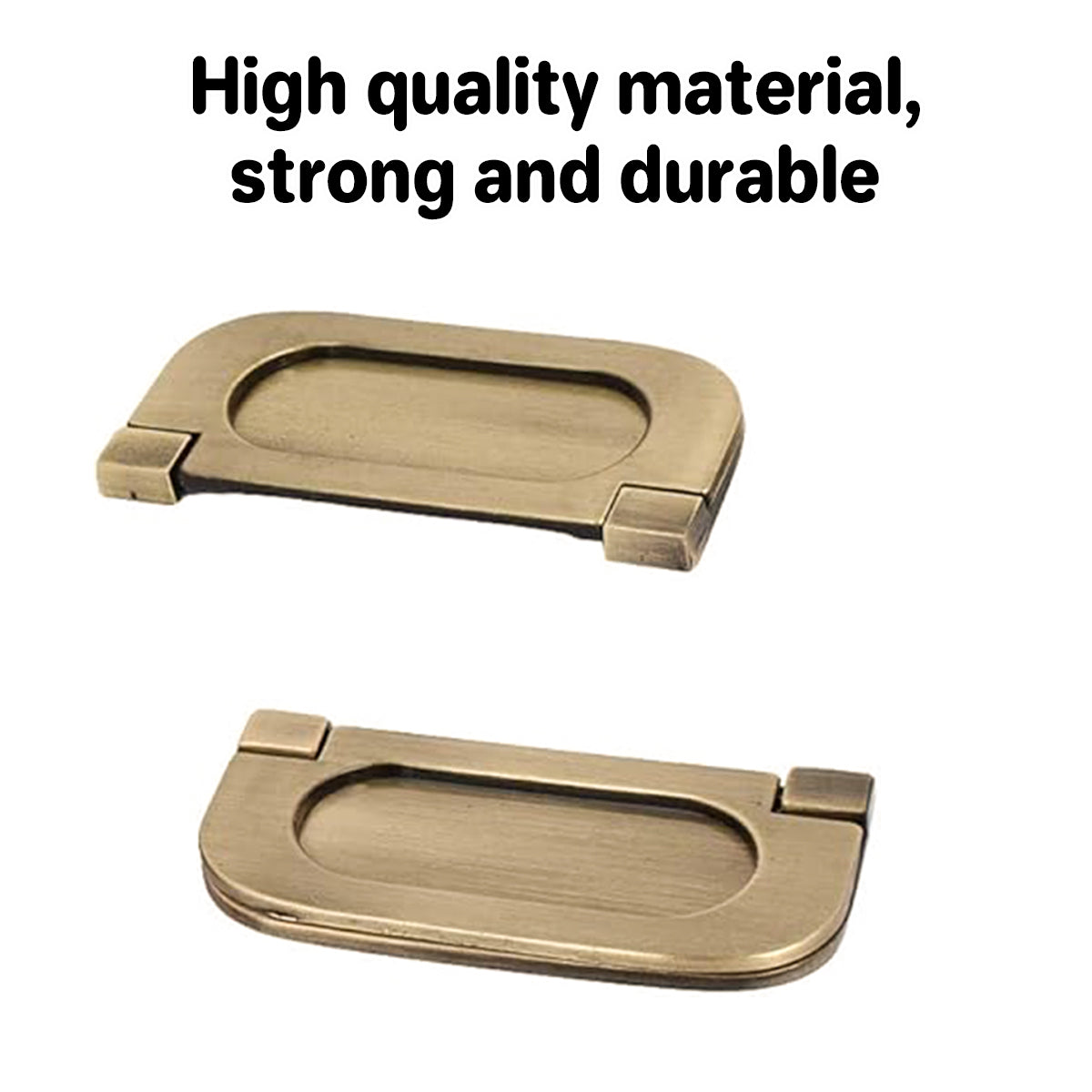 Antique Brass Oval Foldable Ring Pull Cabinet Handle 7.4x3.4cm