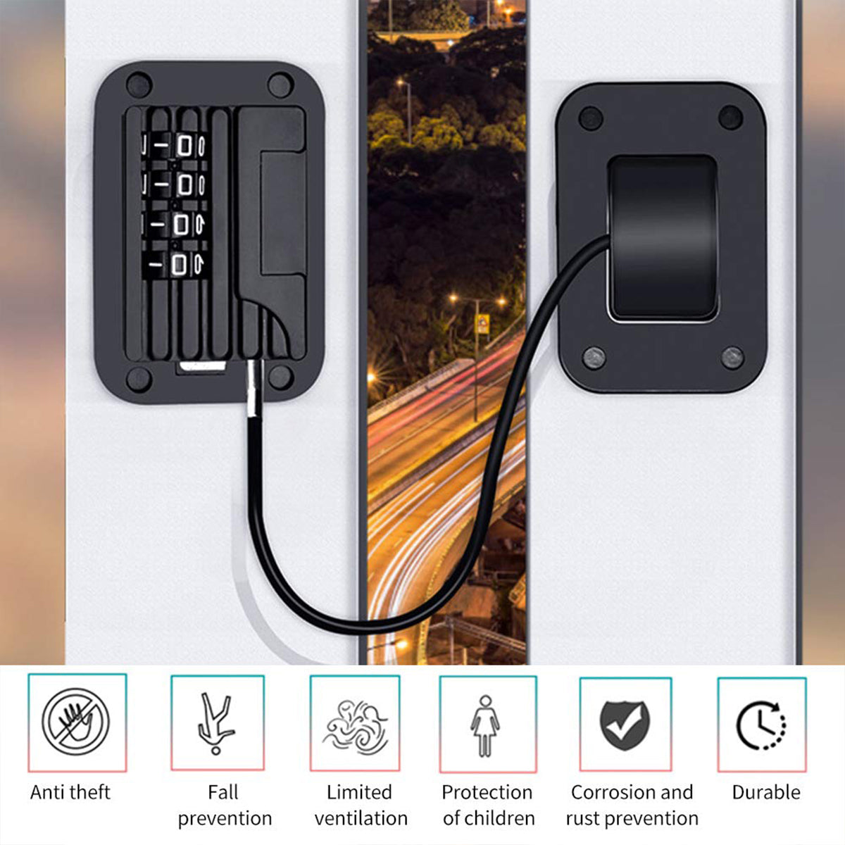 Black/White Finish Zinc Alloy ABS Child Safety Lock (2pcs)