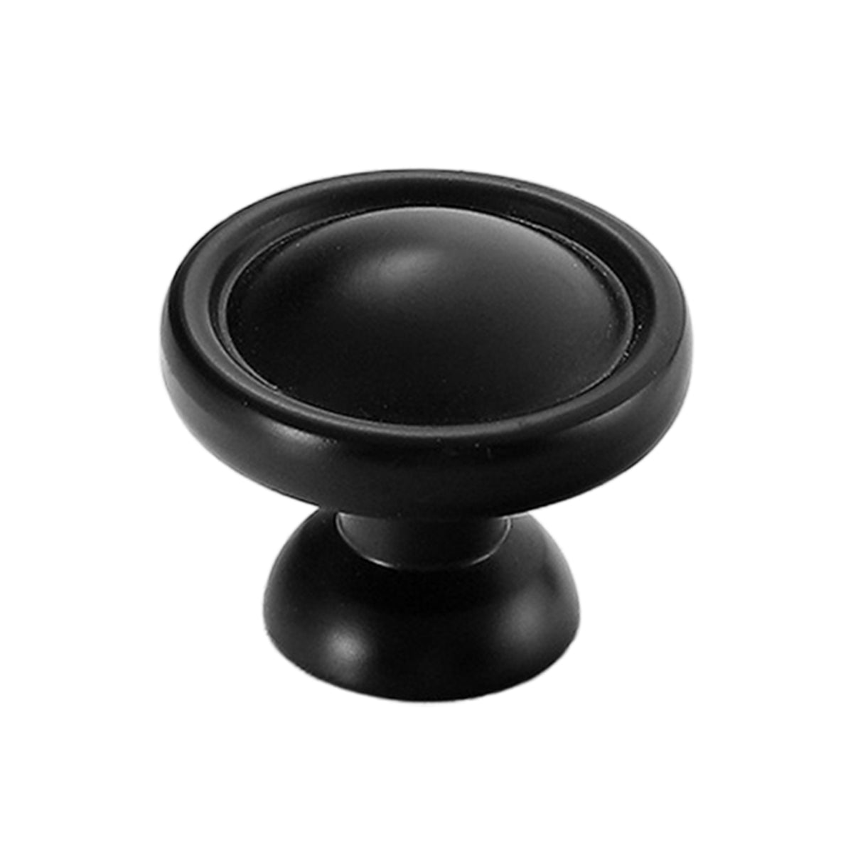 Matte Black Brass Cupboard & Cabinet Round Knob 1-Hole Mount