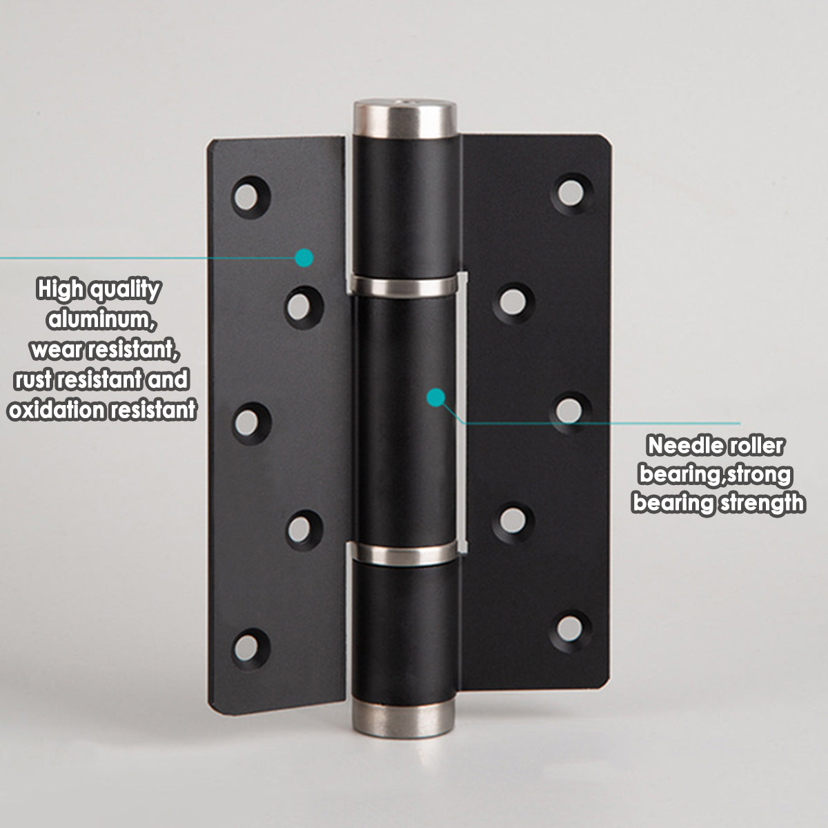 Black Aluminum Alloy Hirline/Flush Door Hinges Auto Close 132x94.5mm