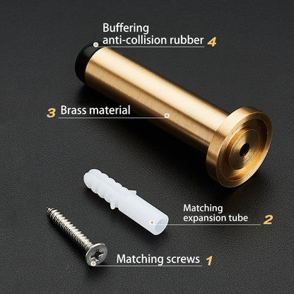Brass Bathroom Door Stopper Wall-Mount with Rubber Tip