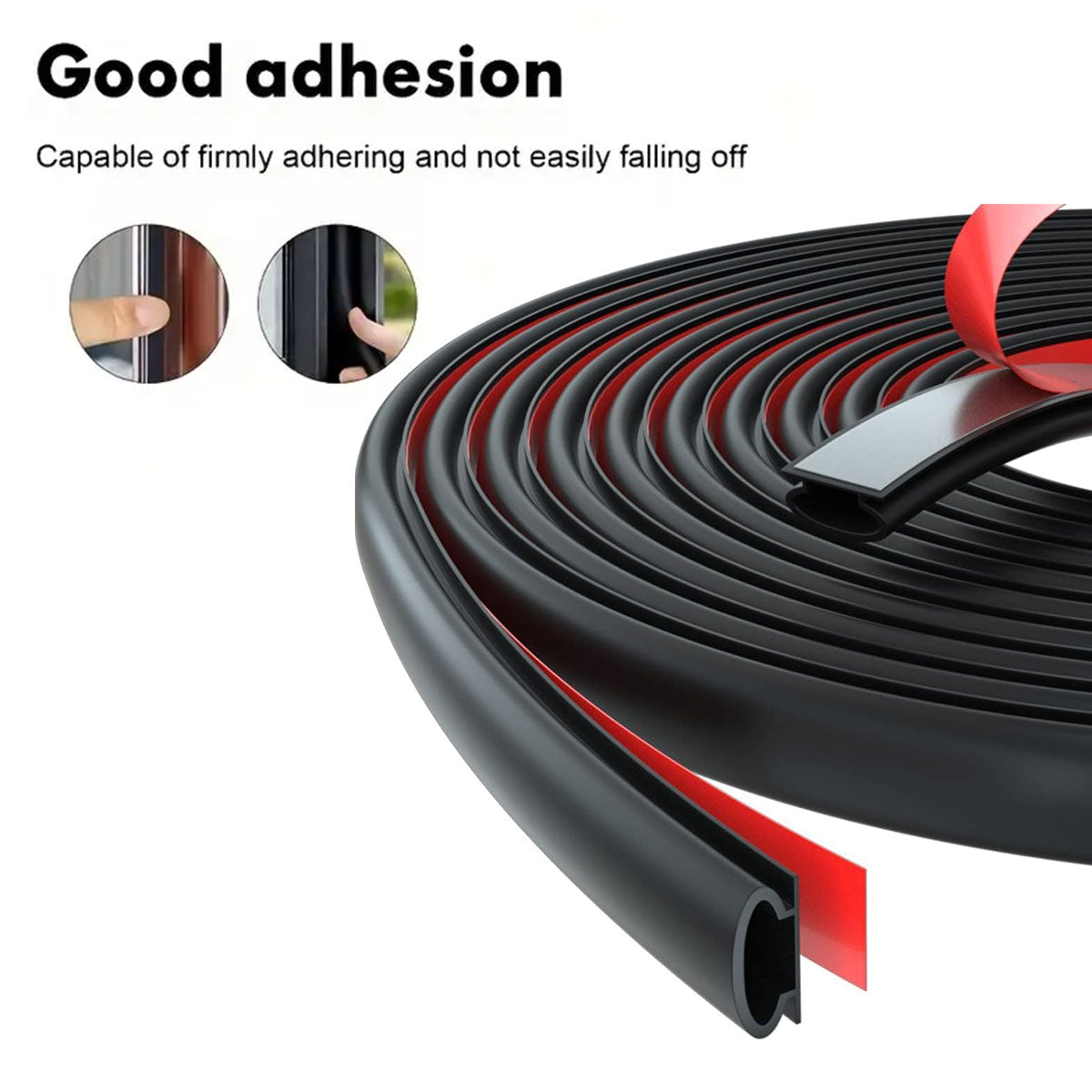 Black Self-Adhesive Silicone Door Window Seal Strip 6m