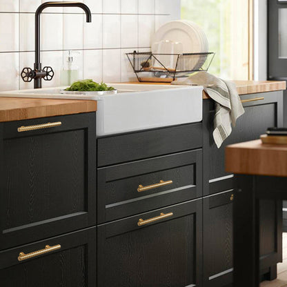 Knurled Metal Cabinet Handle in Black or Gold