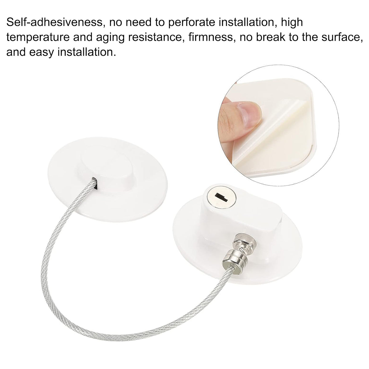 Black/White Self-Adhesive 304 Stainless Steel ABS Child Safety Lock