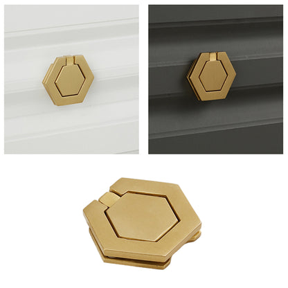 Hexagon Alloy Cabinet Door Handle Single-Hole Brushed Gold