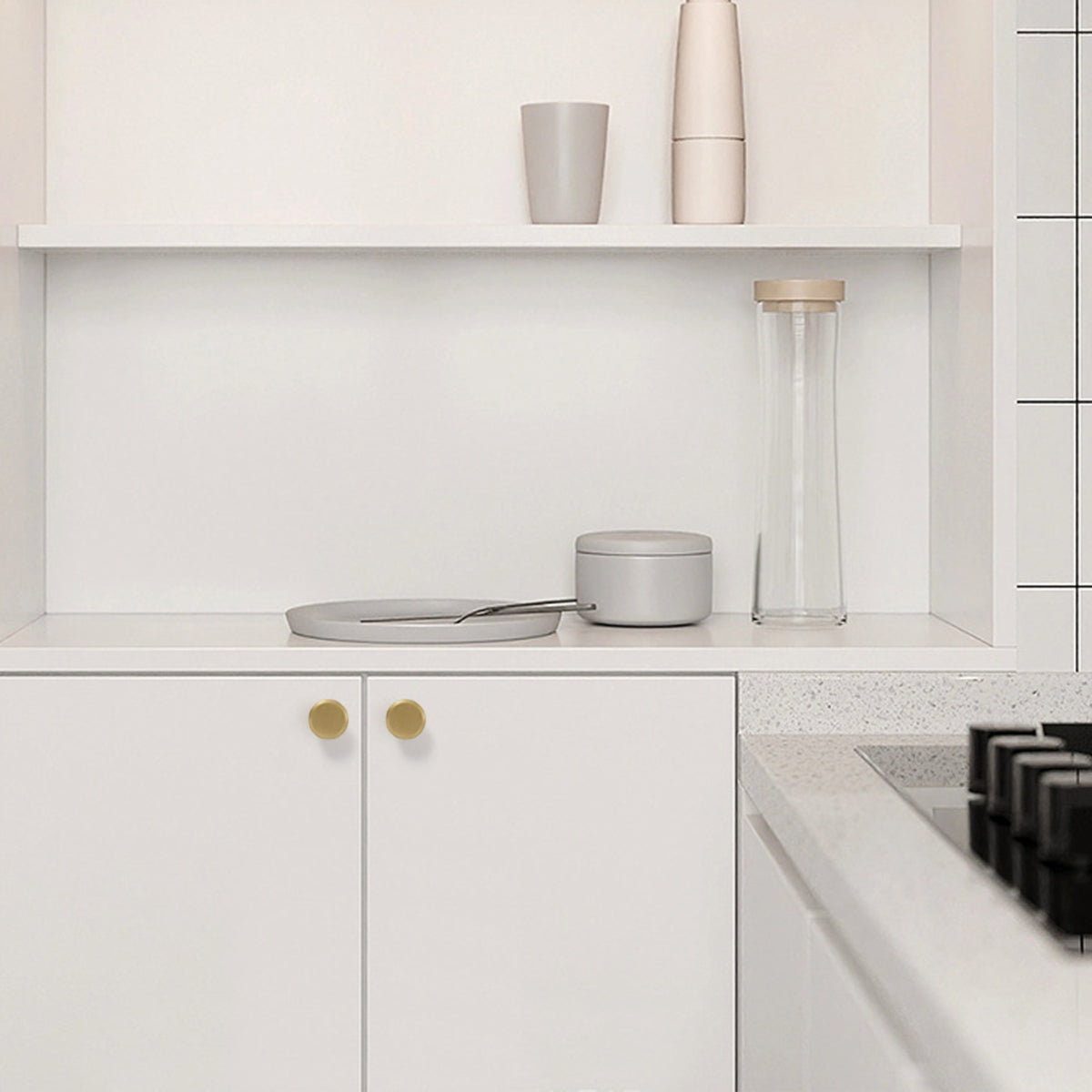 Brass Round Cupboard & Cabinet Handle with Single-Hole Mount