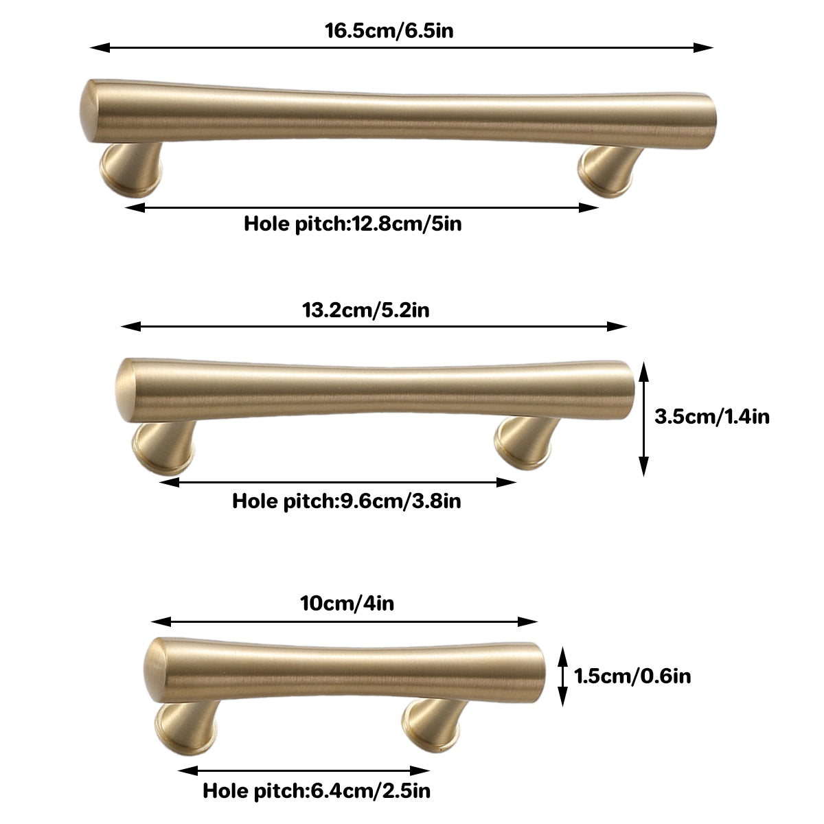 Contemporary Brushed Brass Cupboard & Cabinet Door Pull Handle 64-128mm