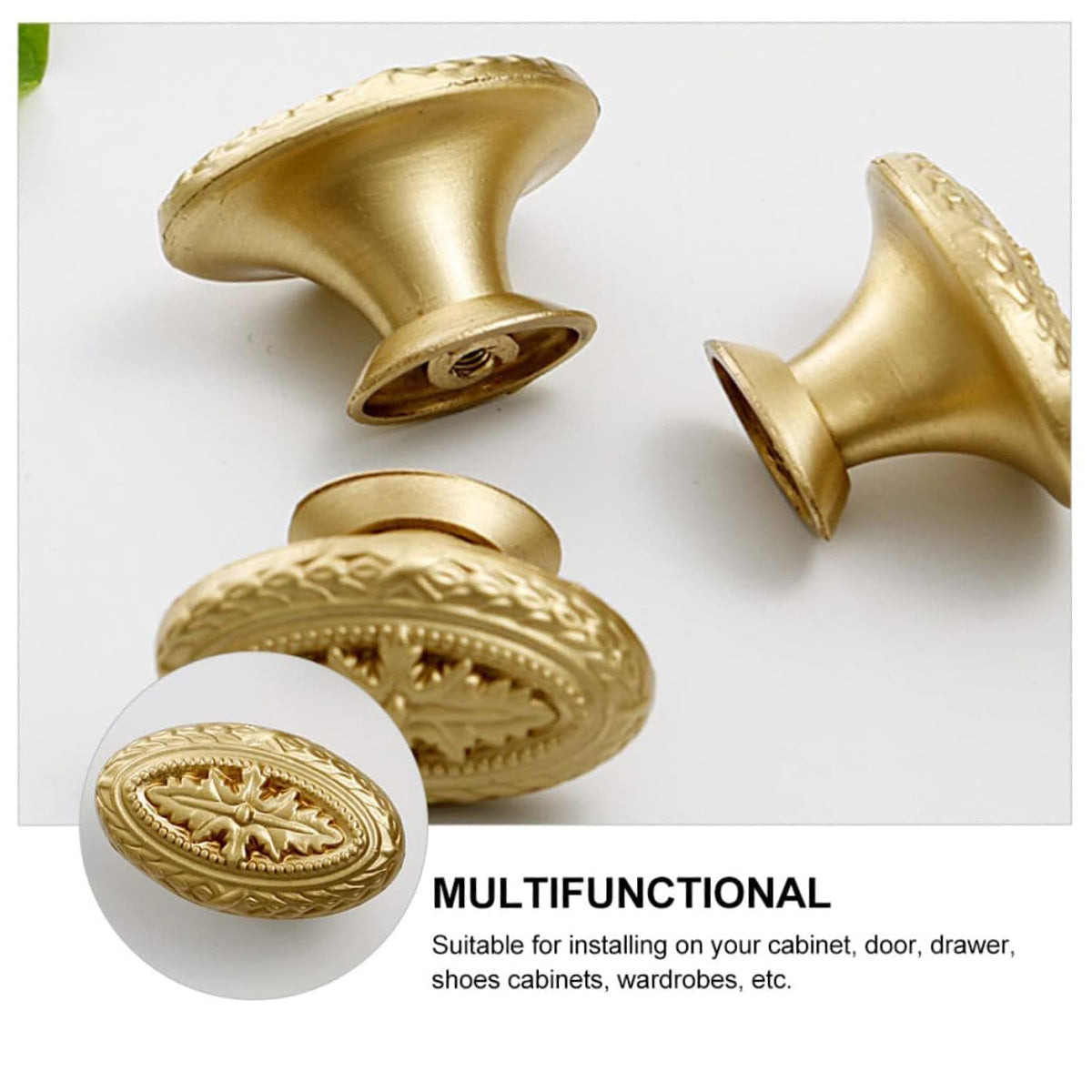 Gold Brass Dummy Door Knob For Cabinet & Door 4.6x2.5x3.2cm