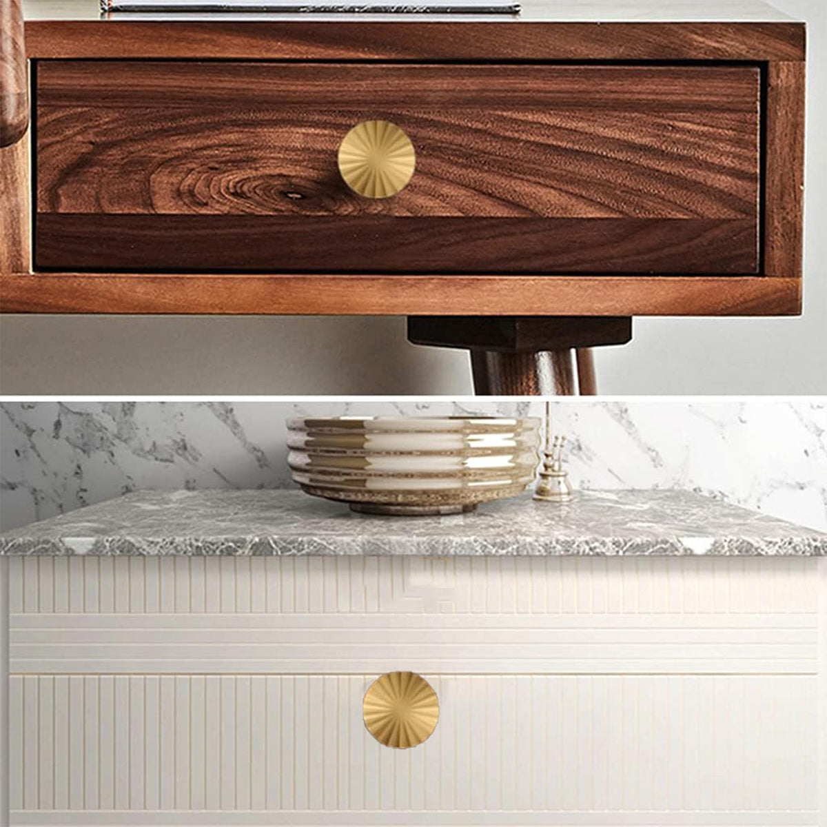 Sunflower Brushed Brass Cupboard & Cabinet Door Knob 30x20mm Single Hole