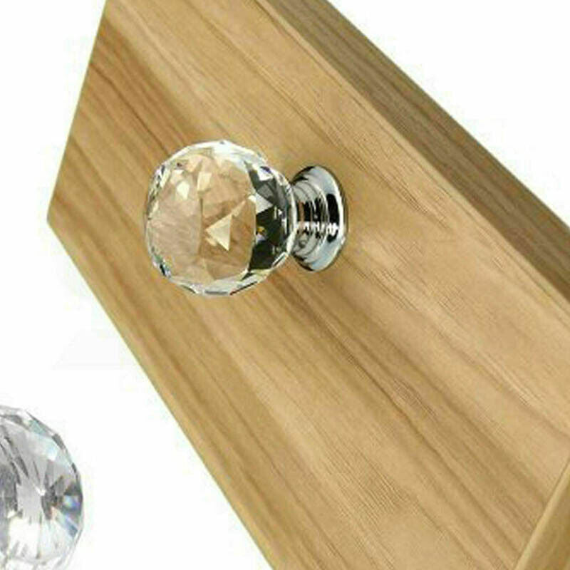 Clear Polished Chrome Crystal and Alloy Cabinet Drawer Knob