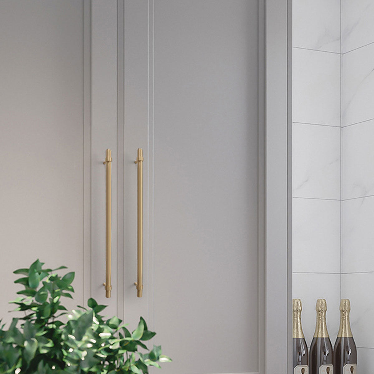 Brushed Brass Cupboard & Cabinet Door Pull Handle 64-320mm 2 Colors Options