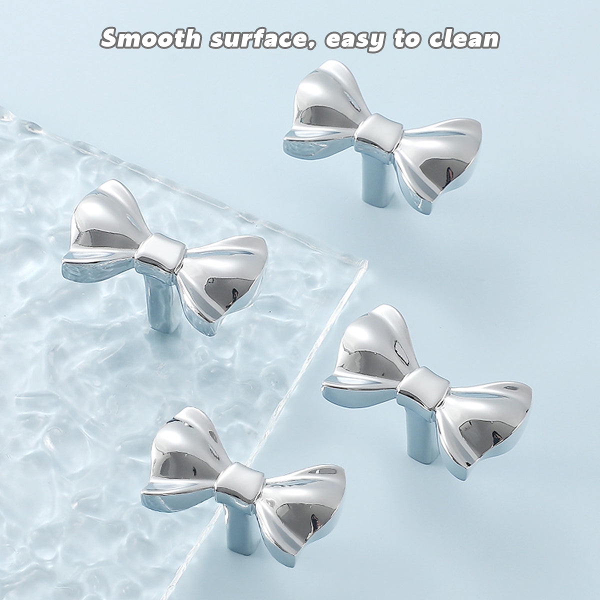 Silver Brass Cupboard & Cabinet Door Knob French Bow Knob 43x25mm