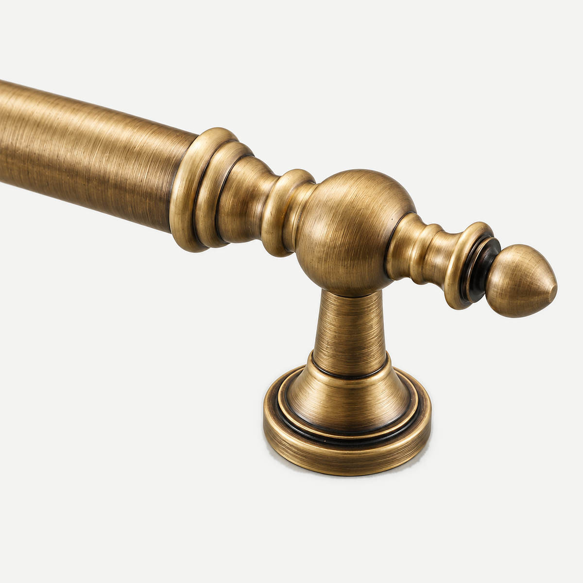 Antique bronze brass handle - end and mounting foot detail