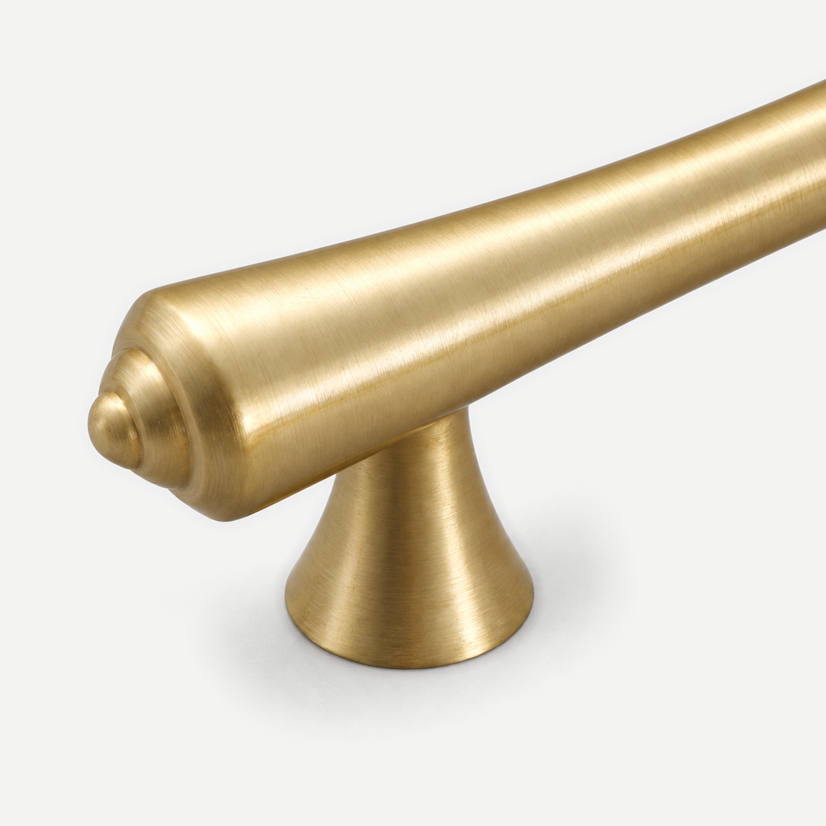 Gold brass handle - end and mounting foot detail