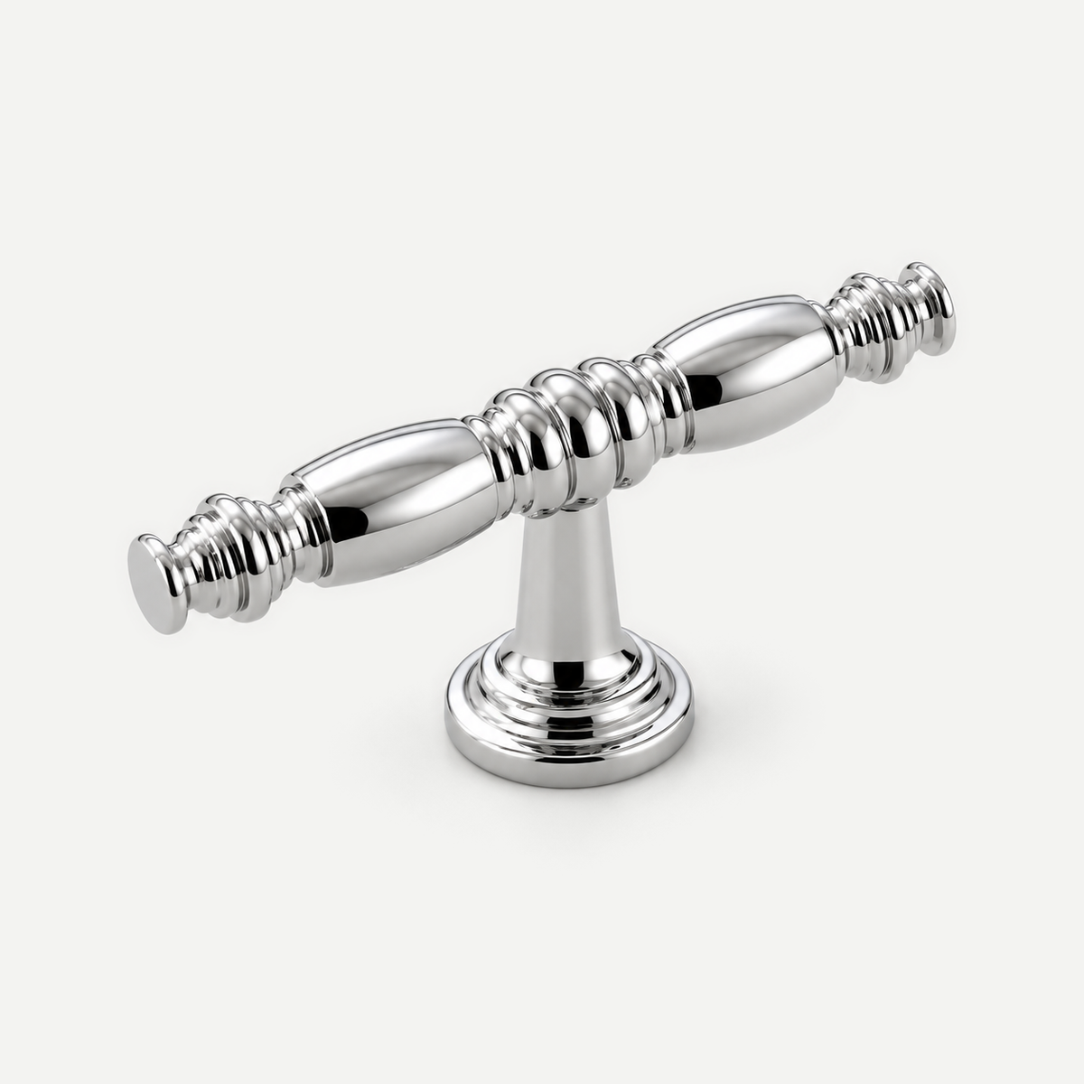 Bright chrome single-hole T pull - 57mm overall length