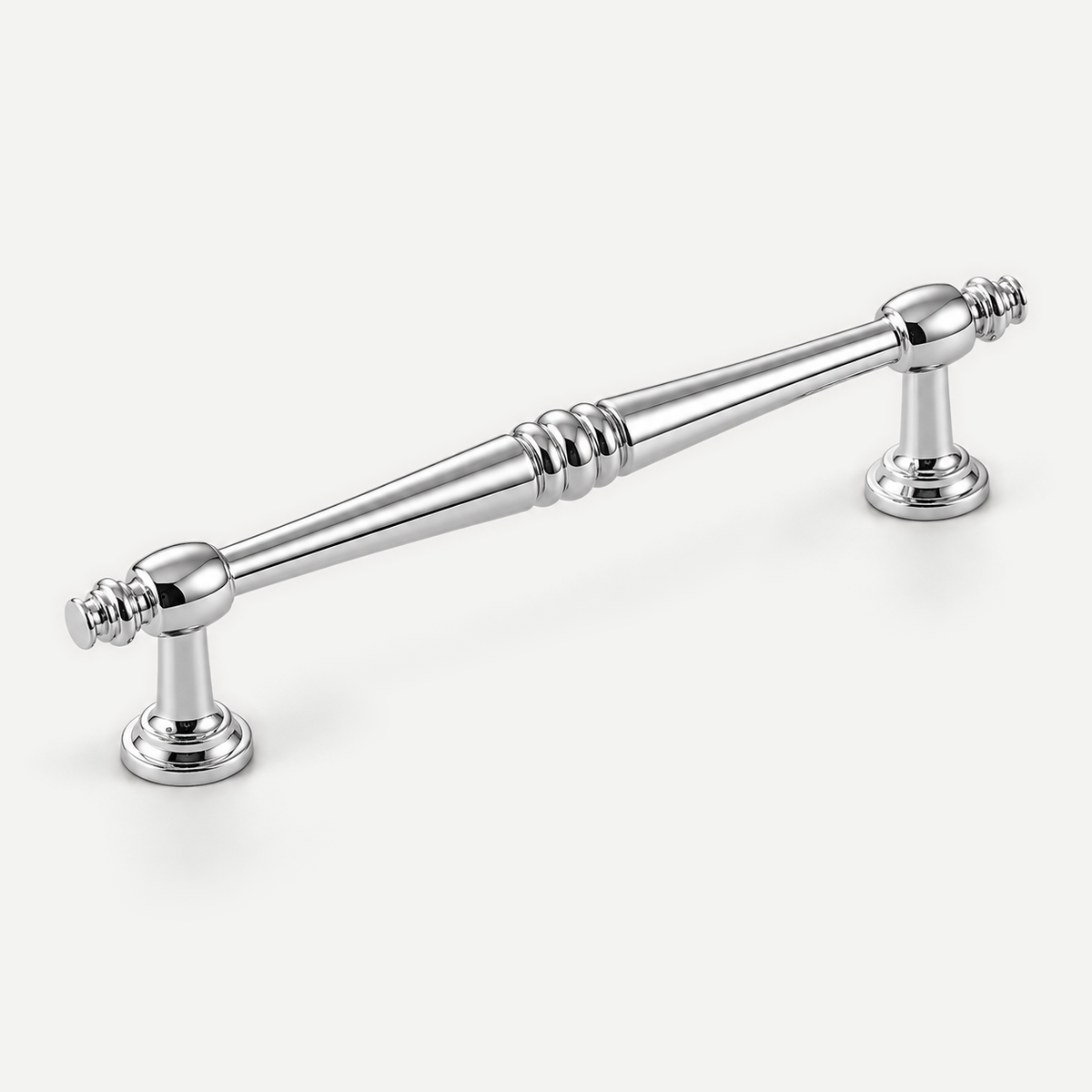 Bright chrome spindle pull - 128mm hole spacing