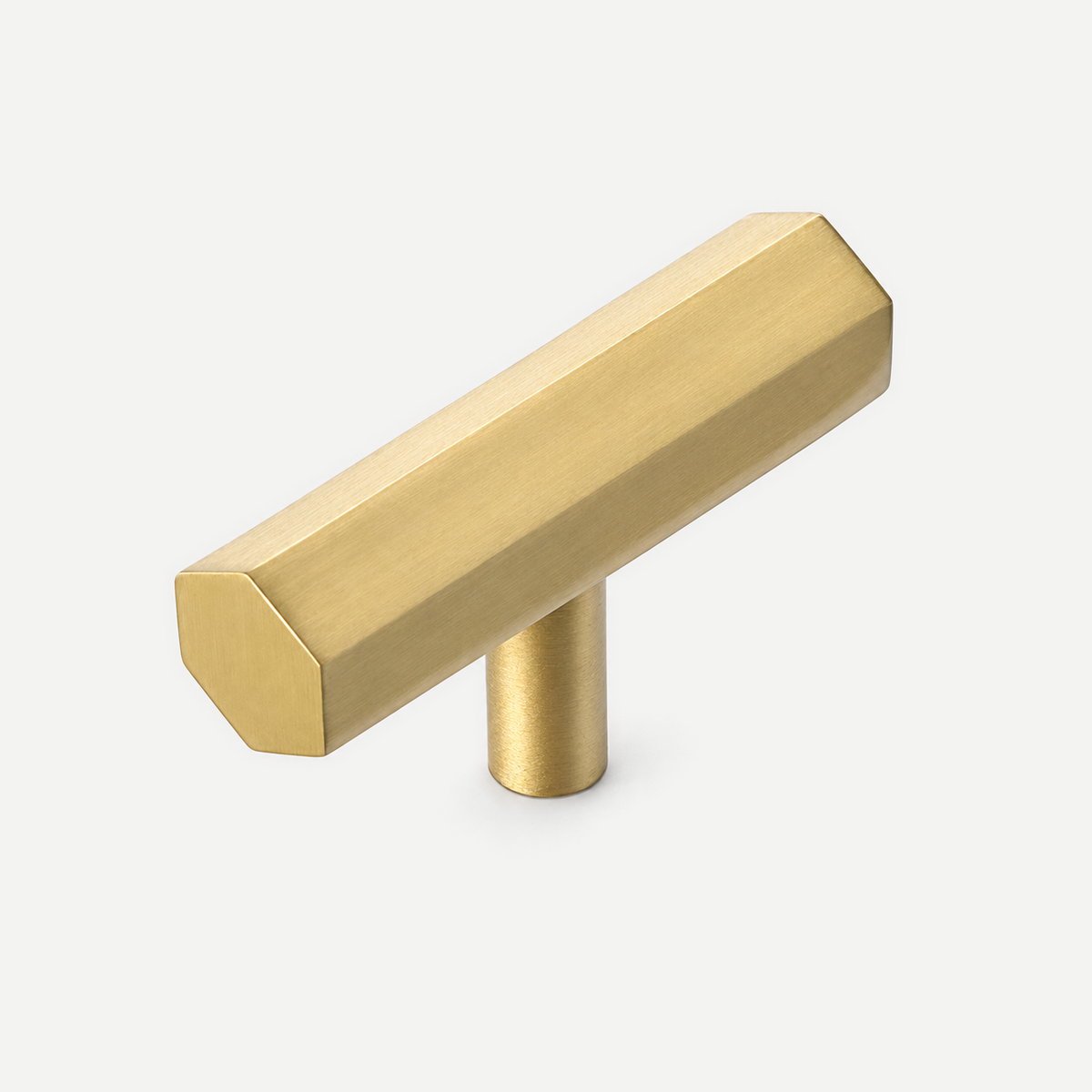Hexagonal brass T knob - 50mm overall