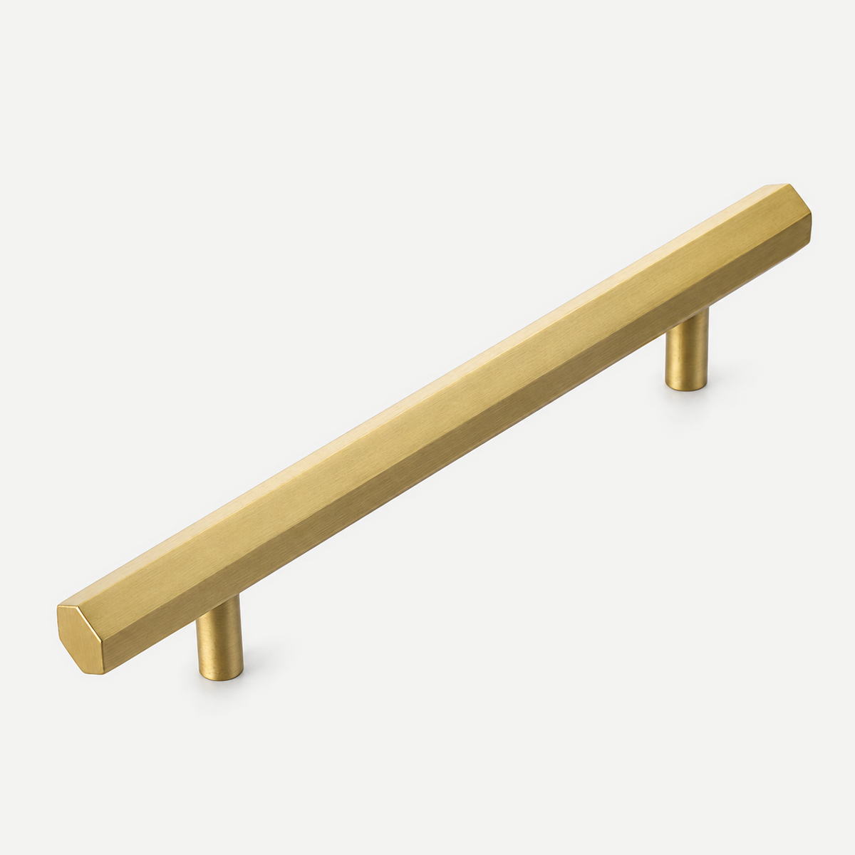 Hexagonal brass pull - 128mm fixing centres