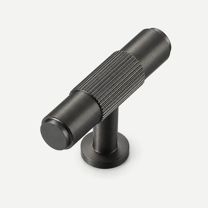 Grey striped cabinet T knob - single hole, 50mm overall length