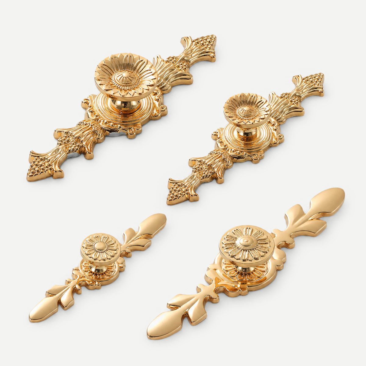 Gold floral cabinet knobs - all designs and sizes