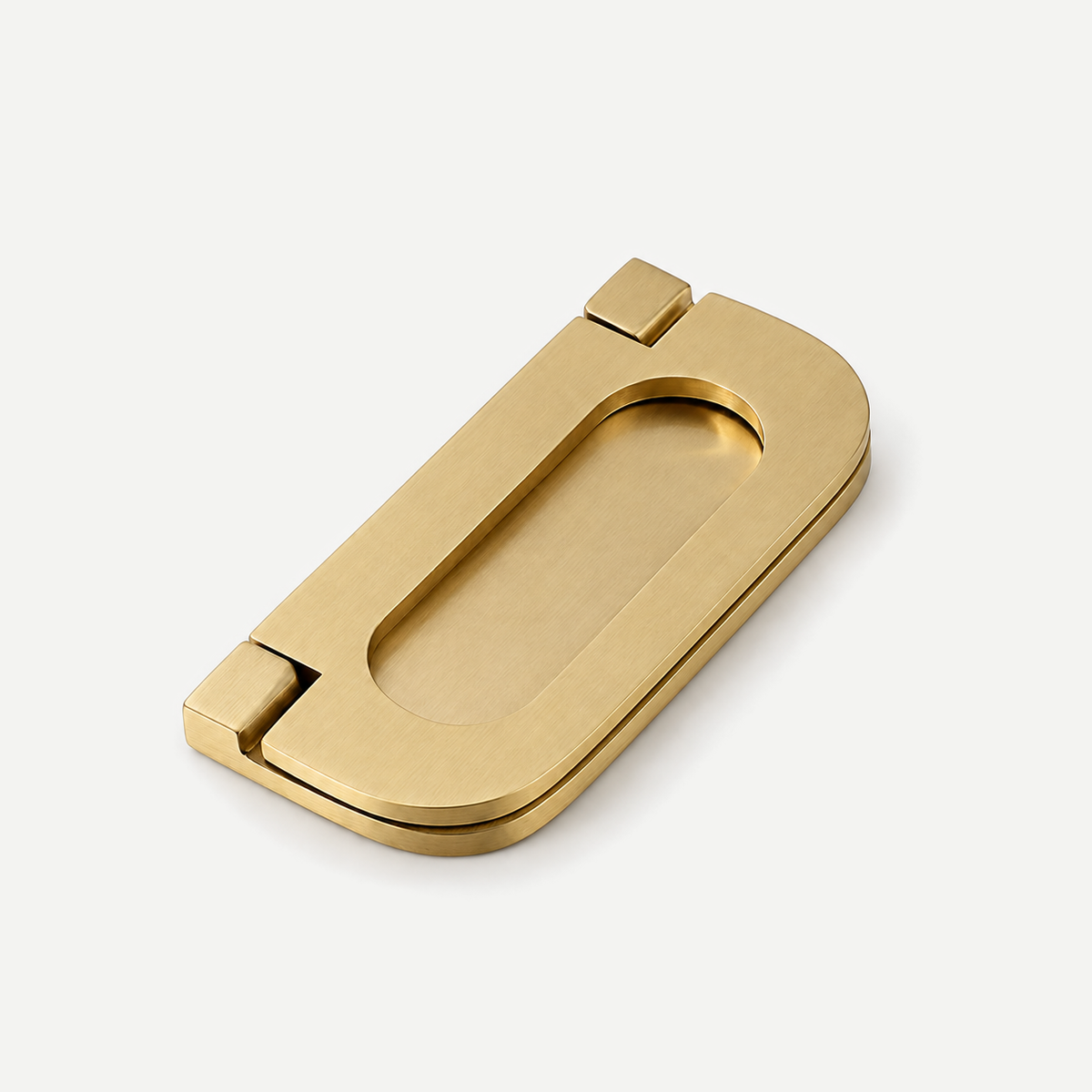 Brass fold-down cabinet pull64mm centres - Actual single folded brass pull, original body