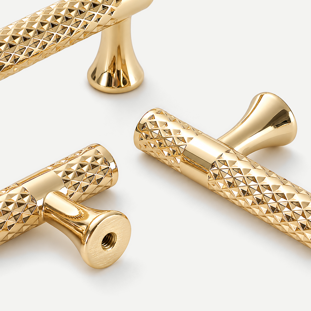 Zinc Alloy Cabinet Handles, Knobs & Pulls - 2 Colours - Original gold facet and mounting close-up