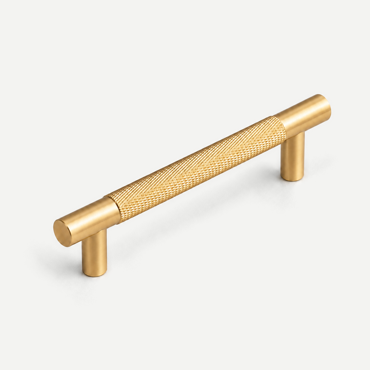 Gold knurled brass cabinet pull - 96mm centres, clean edge single product view