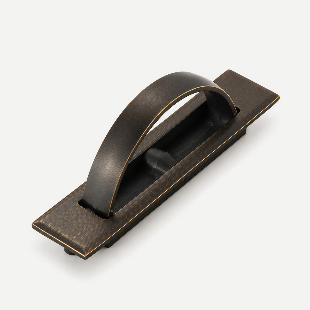 Antique bronze recessed pull - raised single loop and thin flange