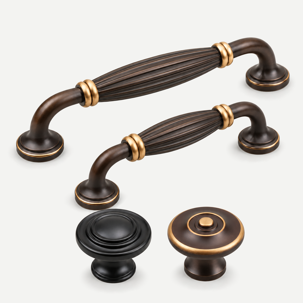 All actual black and brown cabinet knobs and brown96mm128mm pulls - assortment