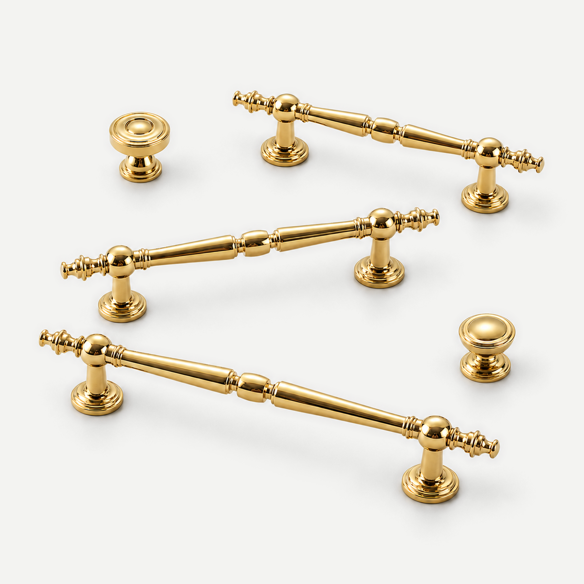 Silver Gold Brass Cabinet Handles & Knobs 96-128mm - all five gold size and shape options