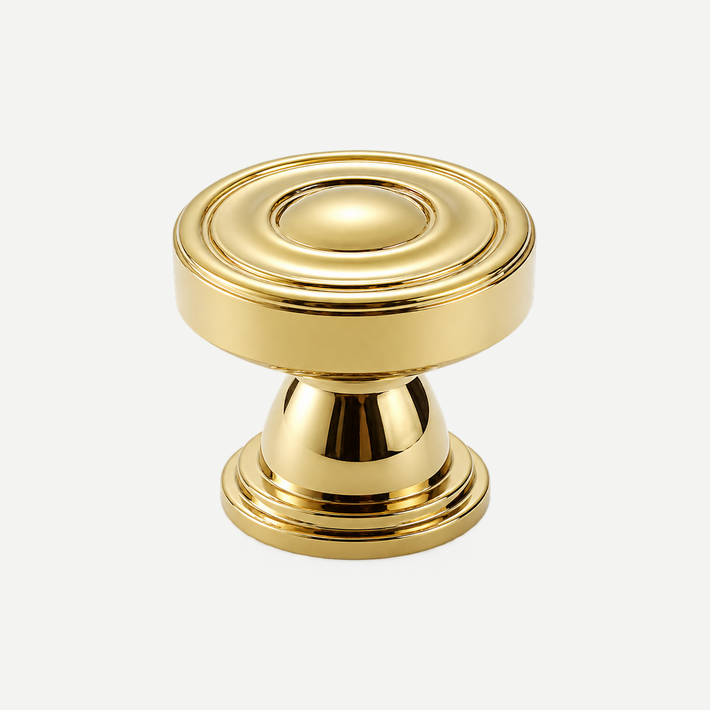 Silver Gold Brass Cabinet Handles & Knobs 96-128mm - Gold flat-top knob30mm
