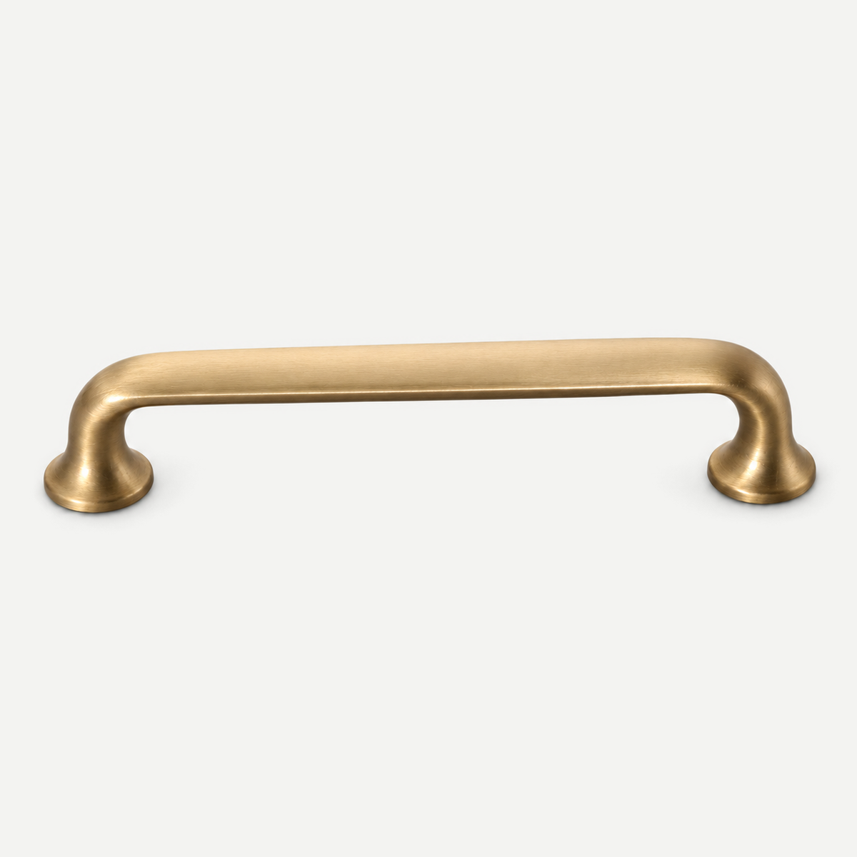 Brushed brass cabinet hardware - 128mm centres /145mm overall pull, full near-front view