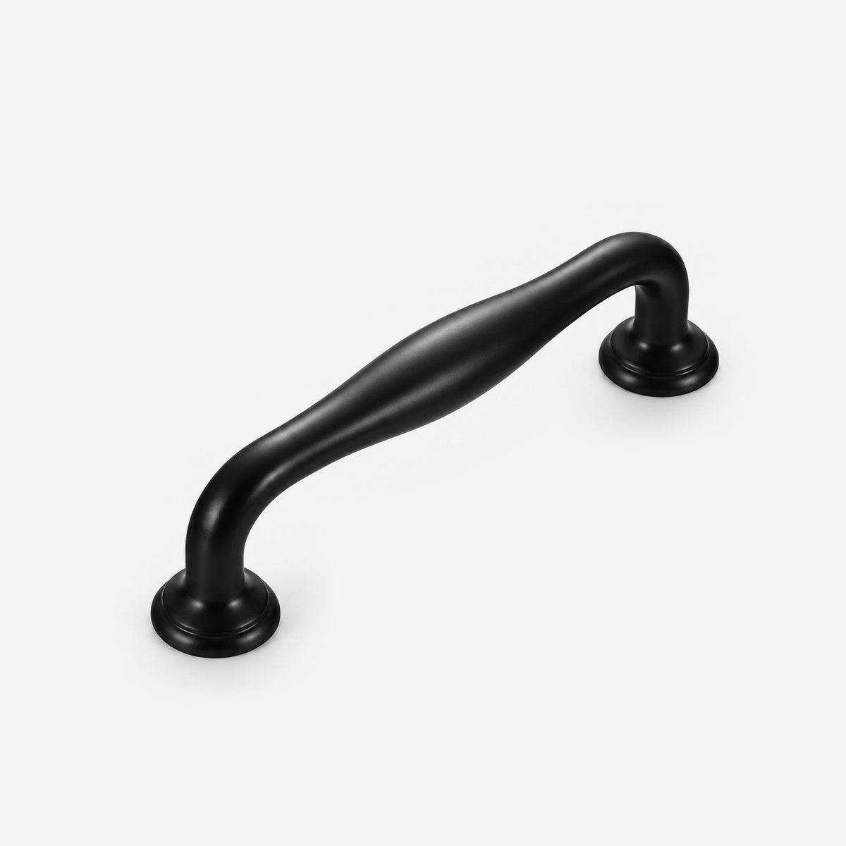 Matte black brass cabinet pull, 96mm hole centres, single complete two-foot handle
