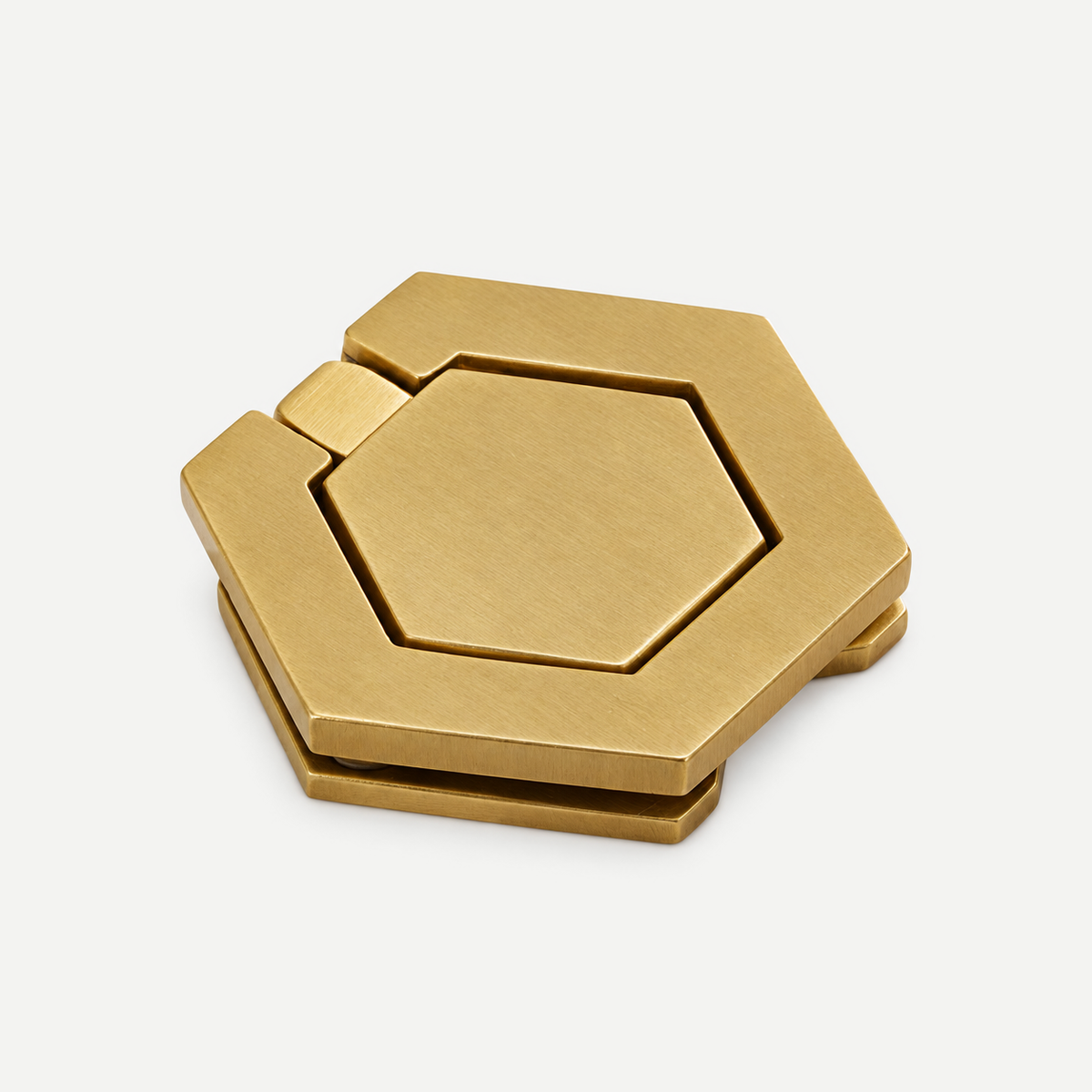 Gold hexagonal foldable cabinet knob - original single item background corrected