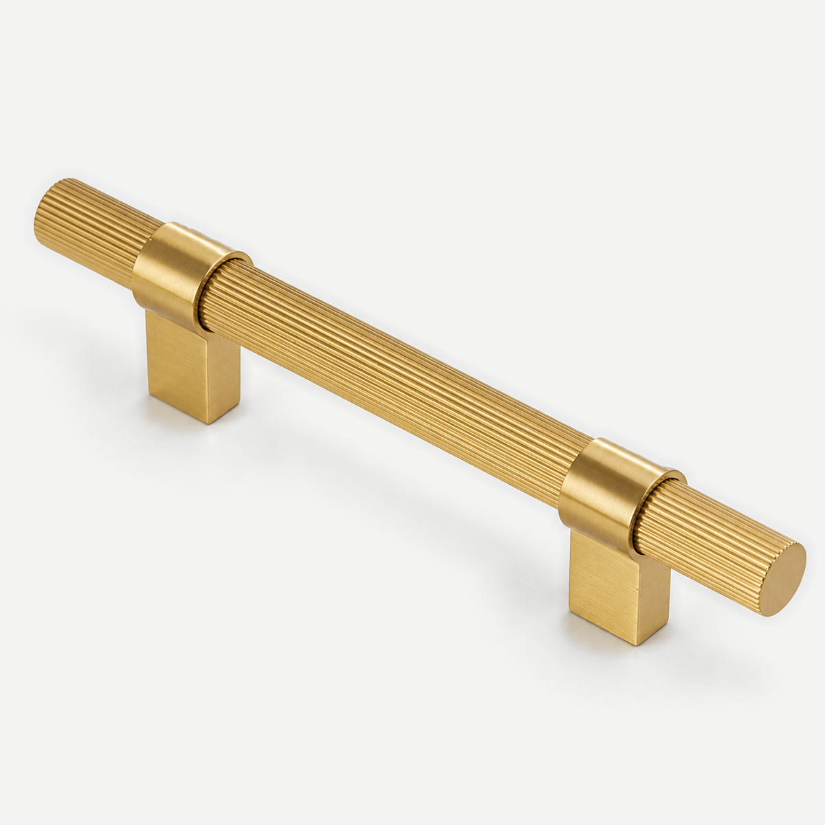 Knurled Brushed Brass Cabinet Handle 96-224mm — product image 3