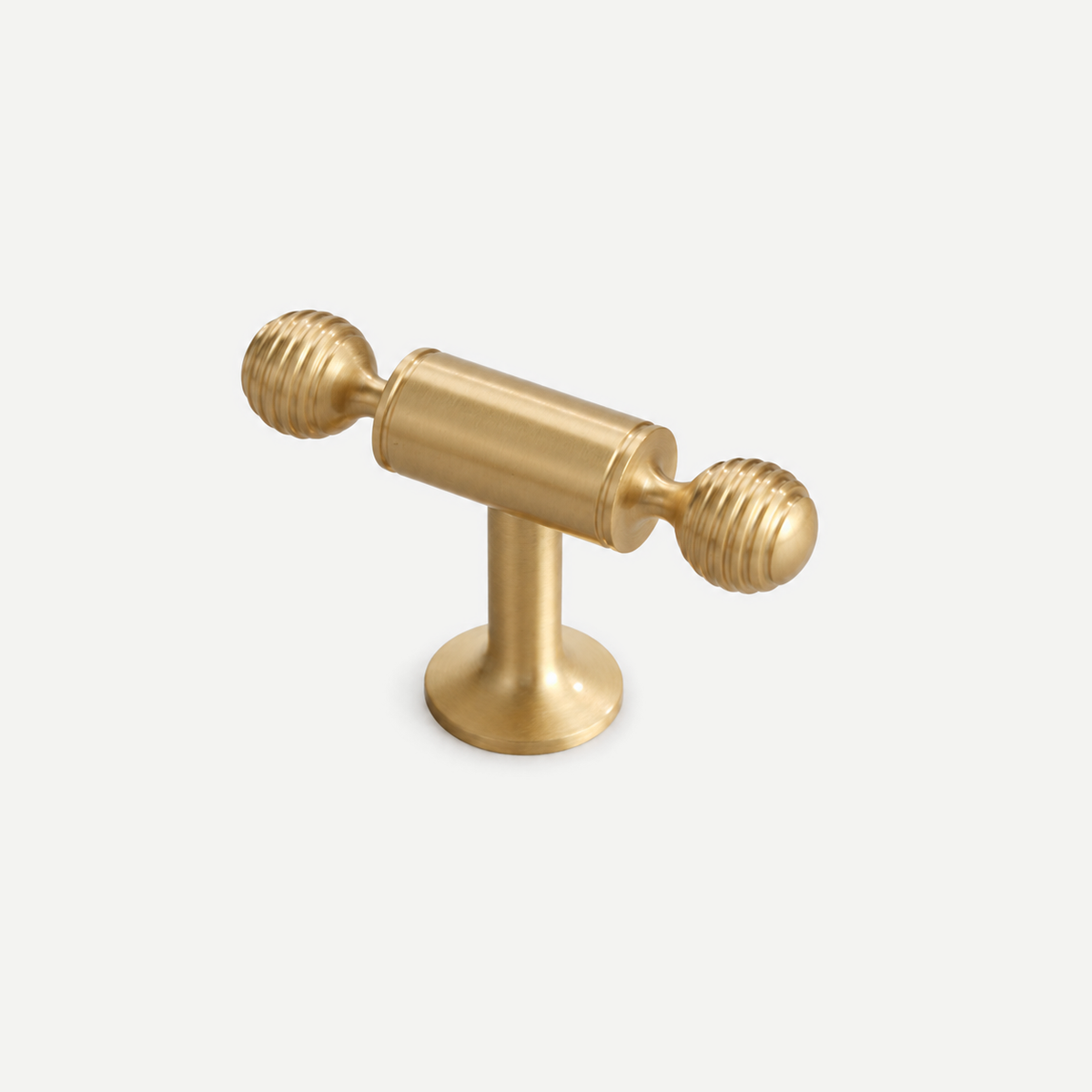 Finial brass cabinet handle - 55mm overall length