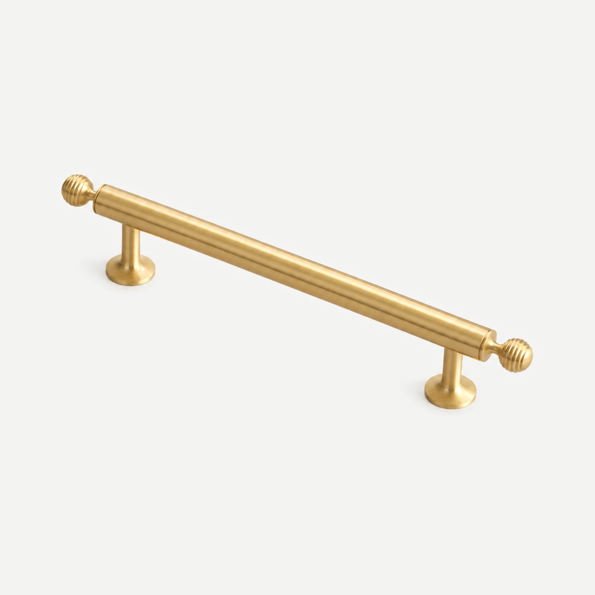 Finial brass cabinet handle - 216mm overall length