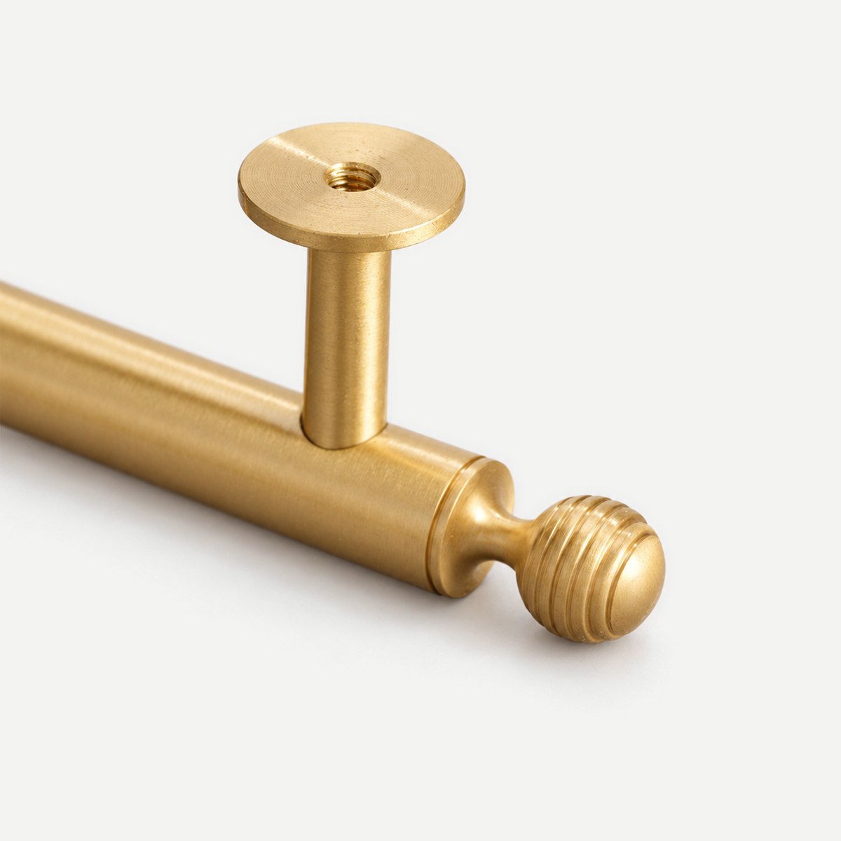 Finial brass handle - original underside mounting thread and turned ball detail