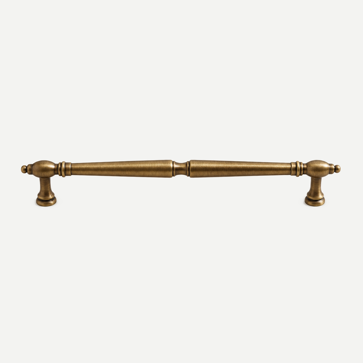 Antique brass spindle handle - 192mm hole centres, 226mm overall length