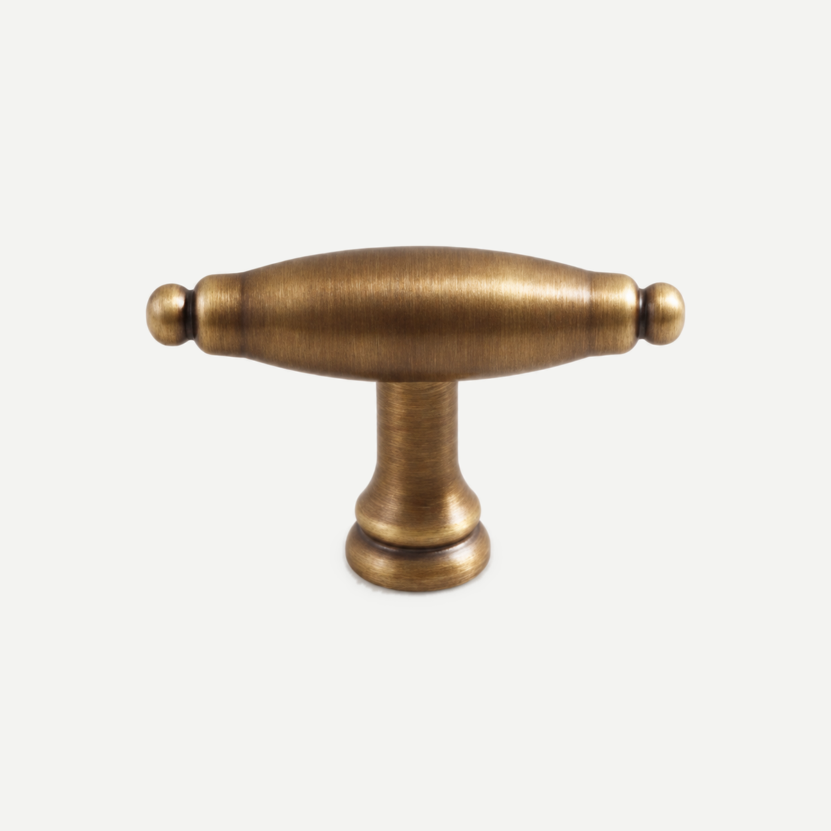Antique brass spindle T knob - 50mm