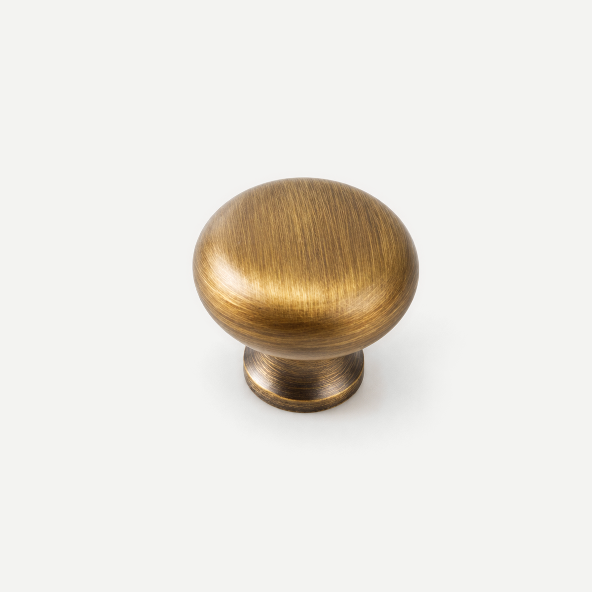 Antique brass round cabinet knob - 28mm head,25mm height, original-photo finish